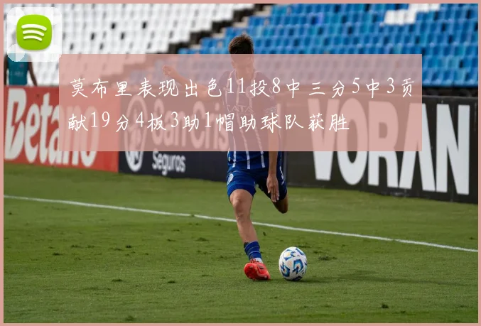 莫布里表现出色11投8中三分5中3贡献19分4板3助1帽助球队获胜